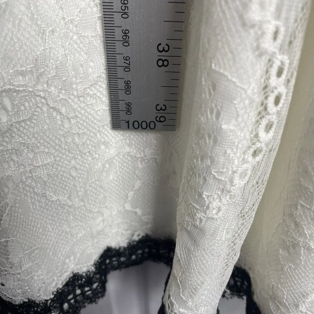 Wolf And Badger Nissa Dress EU 40 US 8 White Black Lace V Neck MIDI Short Sleeve - Picture 11 of 11